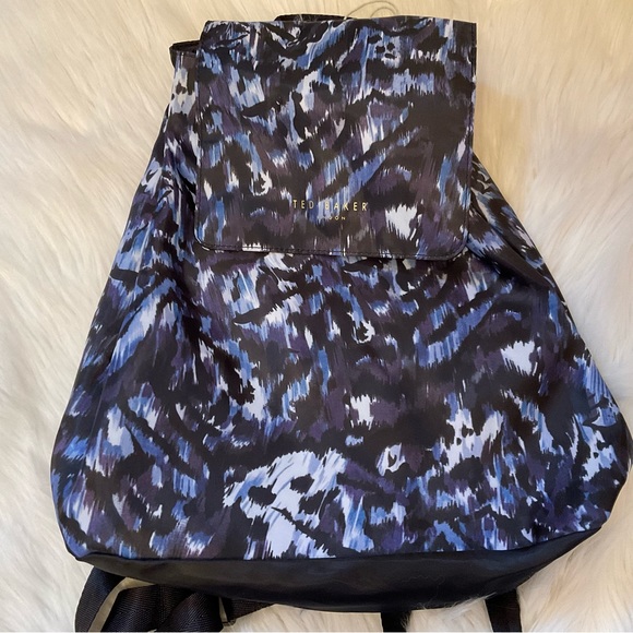 Ted Baker Nillana Urban Nylon Foldable Backpack - NWT - Medium Blue - Drawstring - Picture 4 of 13